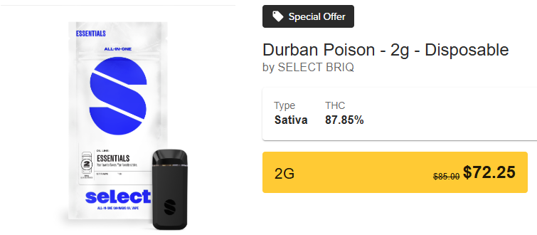 Durban Poison - 2g - Disposable